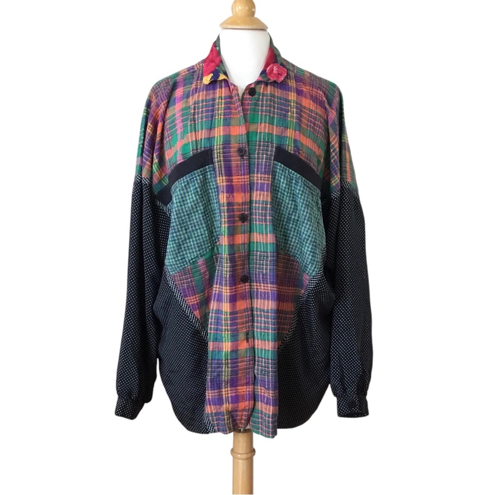 Vintage 80’s KOOS Van Den Akker New York Oversized Plaid Button Down Shirt FLAW
